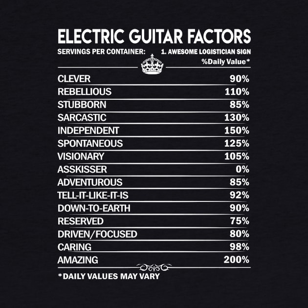 Electric Guitar T Shirt - Electric Guitar Factors Daily Gift Item Tee by Jolly358